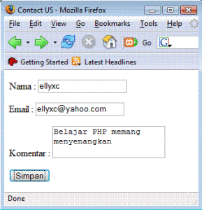 contact form 289x300 - Tutorial Menyimpan Data ke Database & Menampilkan Data dengan PHP