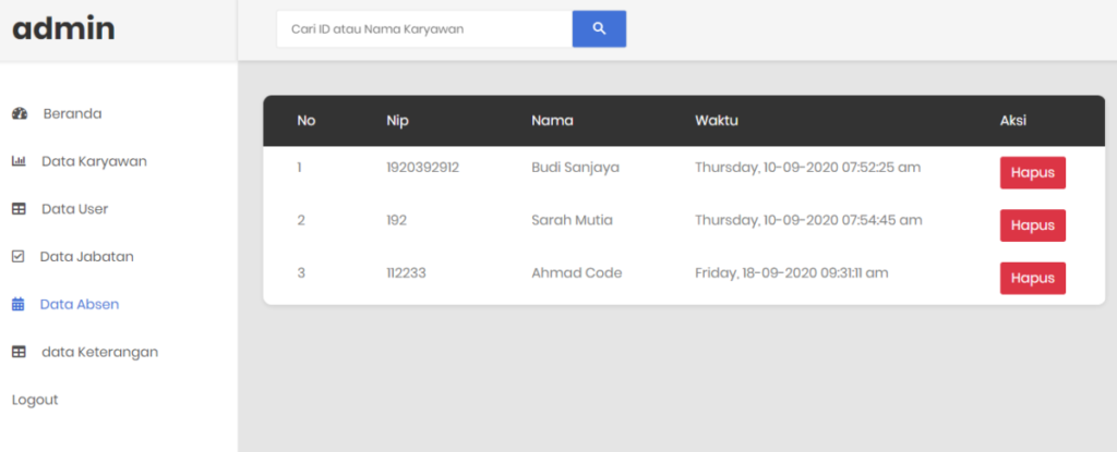 Source Code Aplikasi Absensi Karyawan Berbasis Web Gratis Berkas Belajar 9964