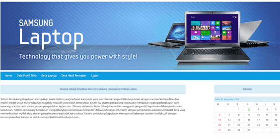 Aplikasi SPK Pemilihan Laptop Berbasis Web (PHP)  